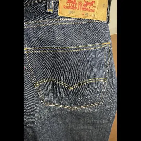 VINTAGE 90s LEVIS STRAIGHT DENIM JEANS SALVEDGE DEADSTOCK INDIGO 40 X 32 NWOT